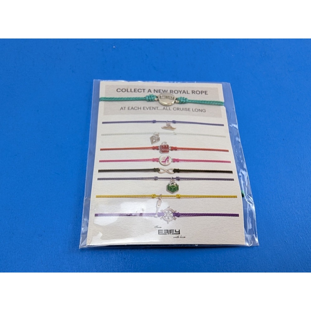 NEW EFFY Rope Bracelet Round EFFY Logo Charm Royal Caribbean Royal Rope Teal